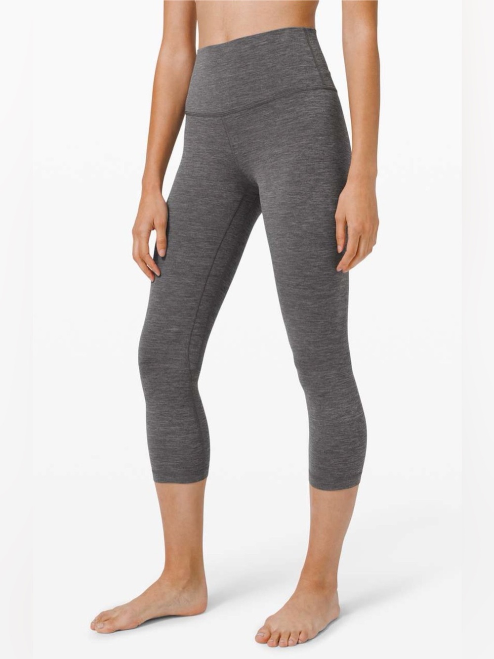 Lululemon Align High Rise Cropped 21” Leggings Heathered Black Size 2 EEUC